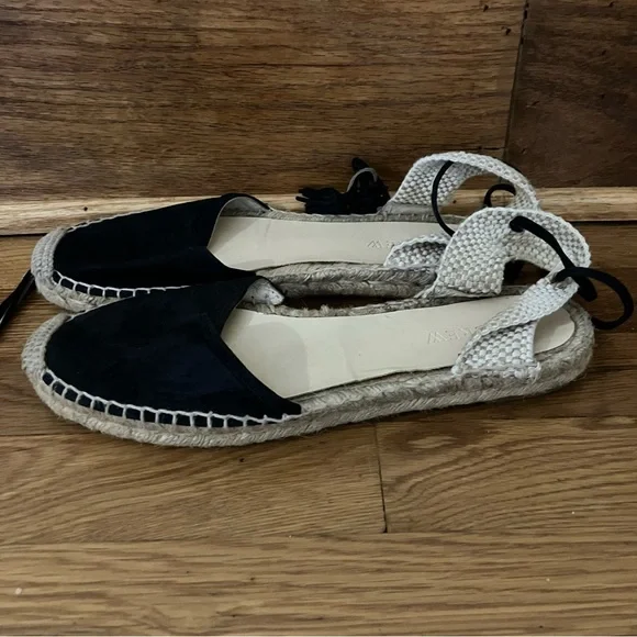 J. Crew Suede Black Espadrille Wrap Tie Ankle Sandals Women’s Size: 9 - Picture 5 of 6